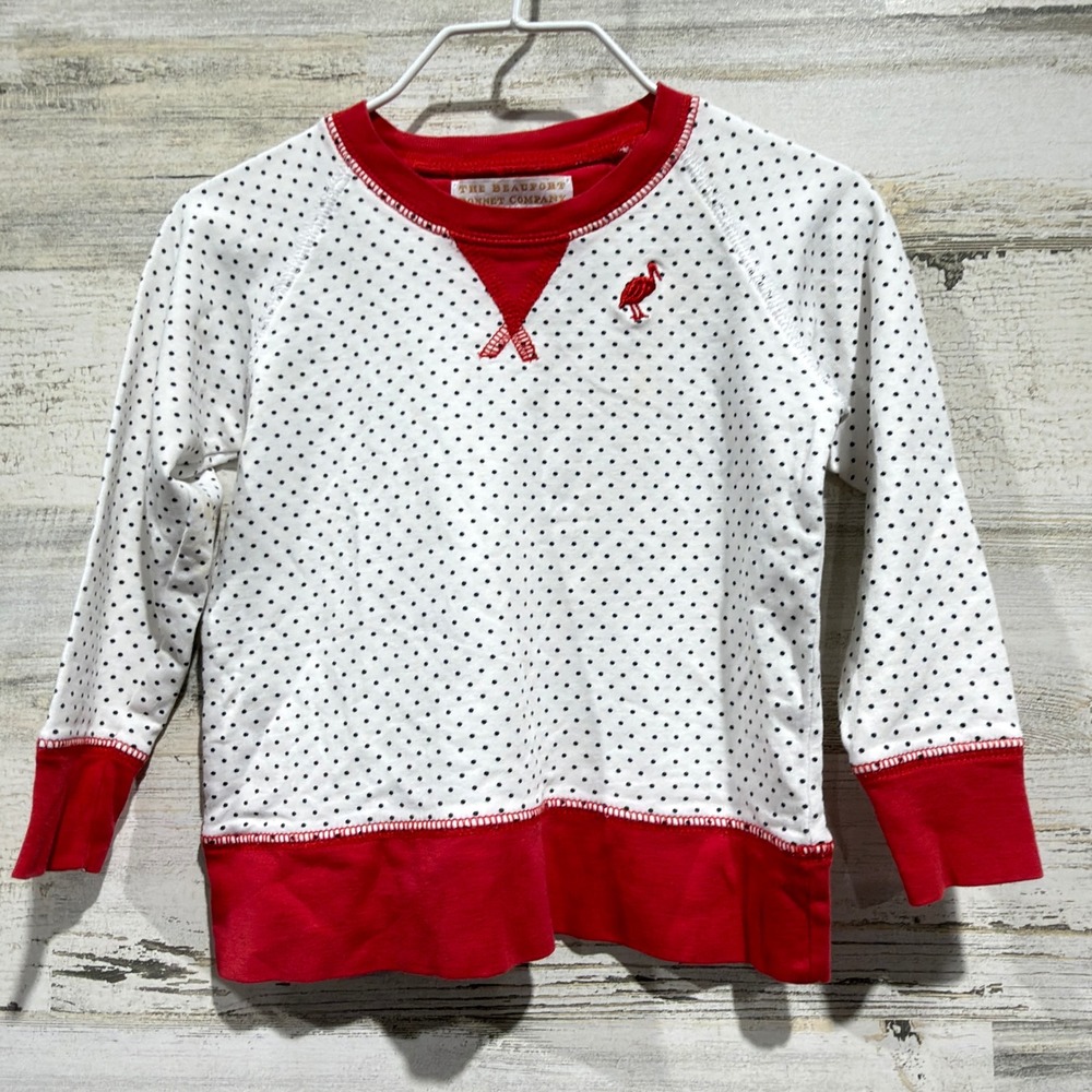 The Beaufort Bonnet Company Sweatshirt Girls 12-18M Polka Dot Preppy *Flawed